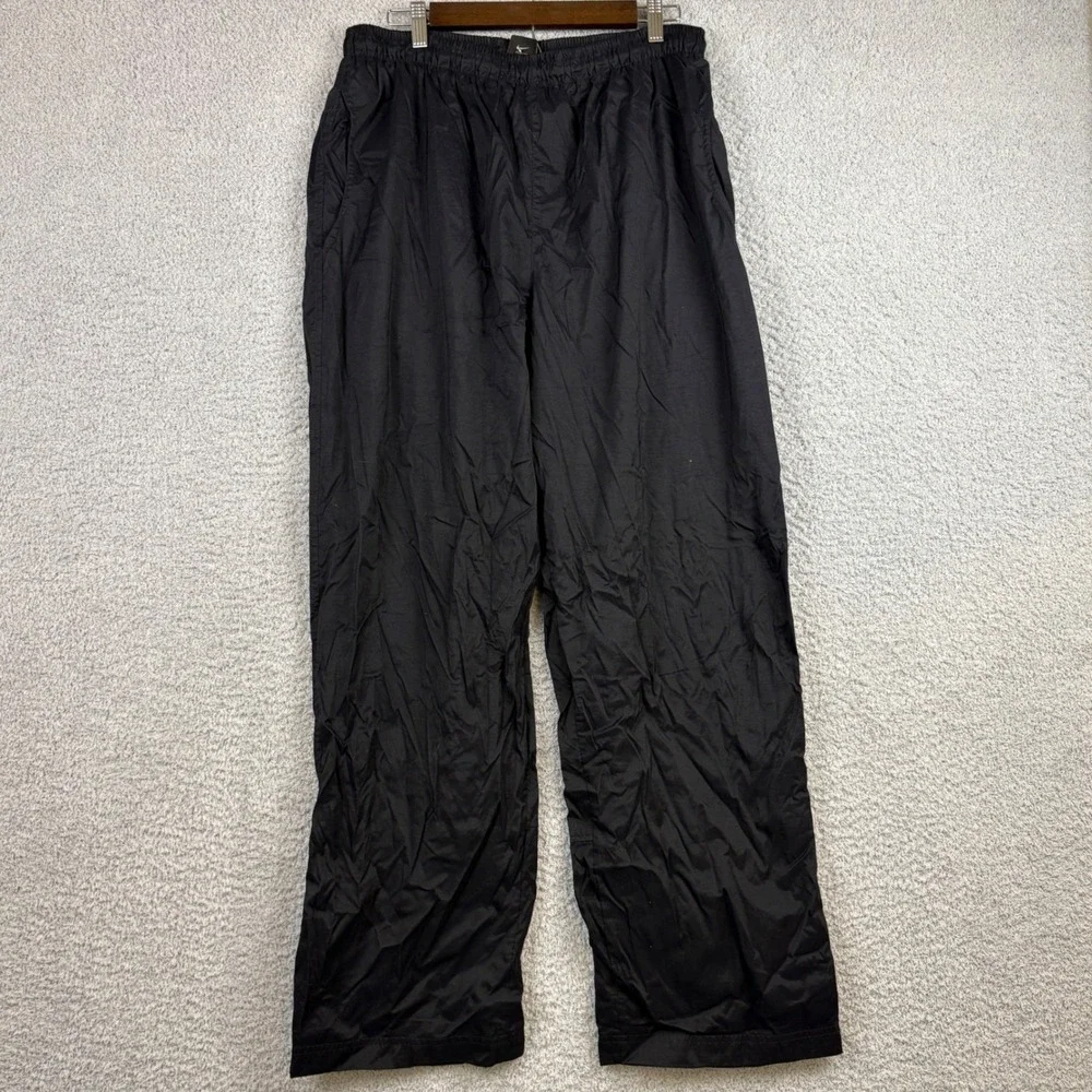 Vintage Nike Track Pants Mens XL Black Windbreaker Baggy Swoosh Nylon Y2K Skater